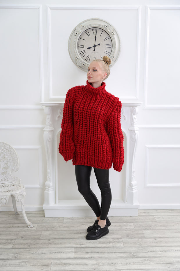 red wool sweater