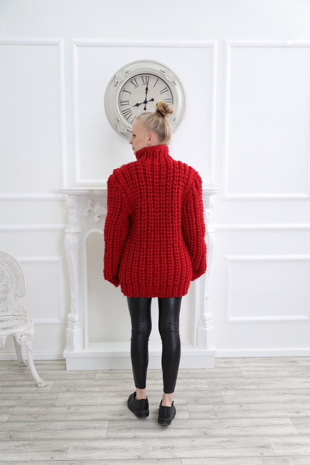 red wool sweater