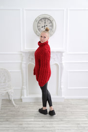 red wool sweater