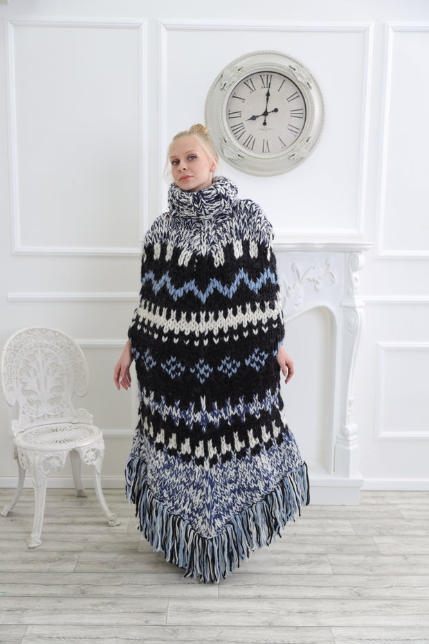 Nordic wool poncho