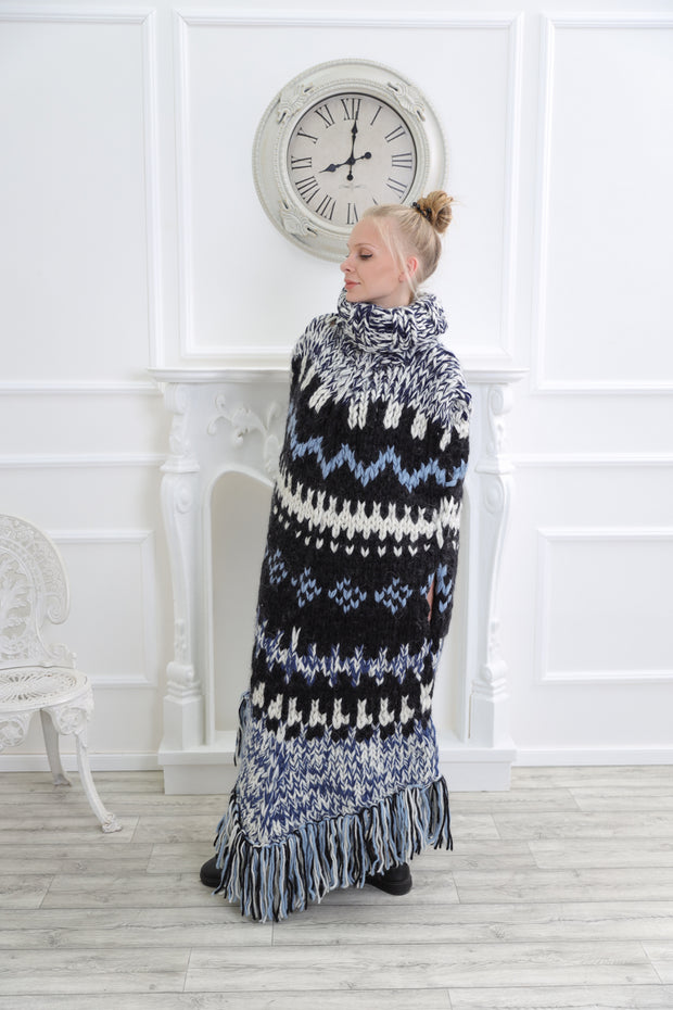 Nordic wool poncho