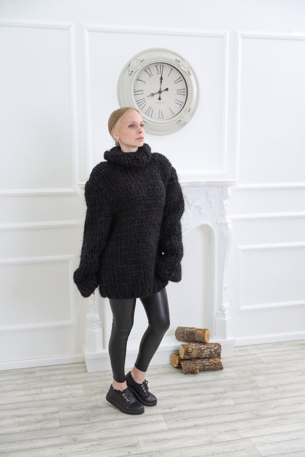 Black mohair chunky sweater