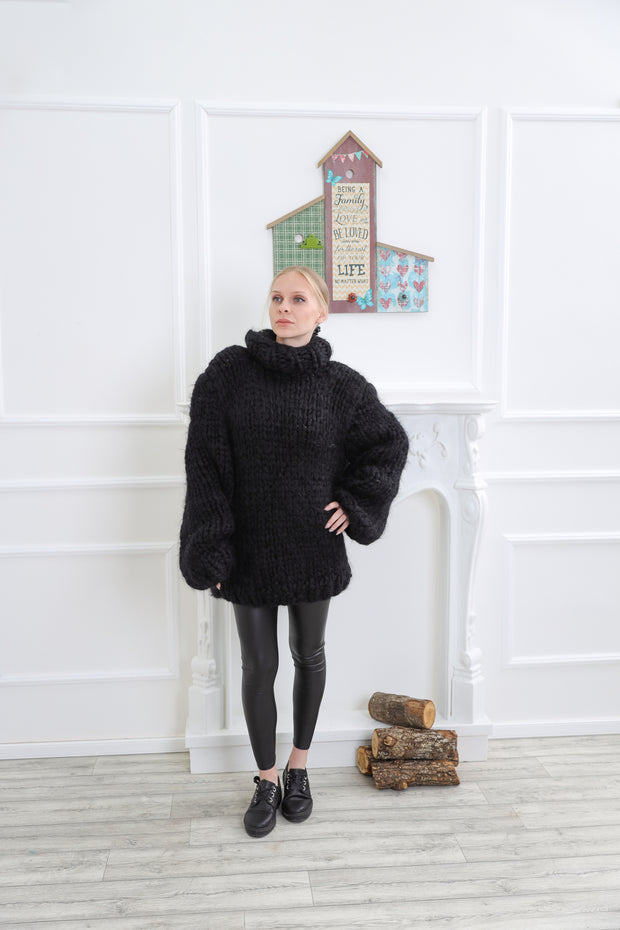 Black mohair chunky sweater