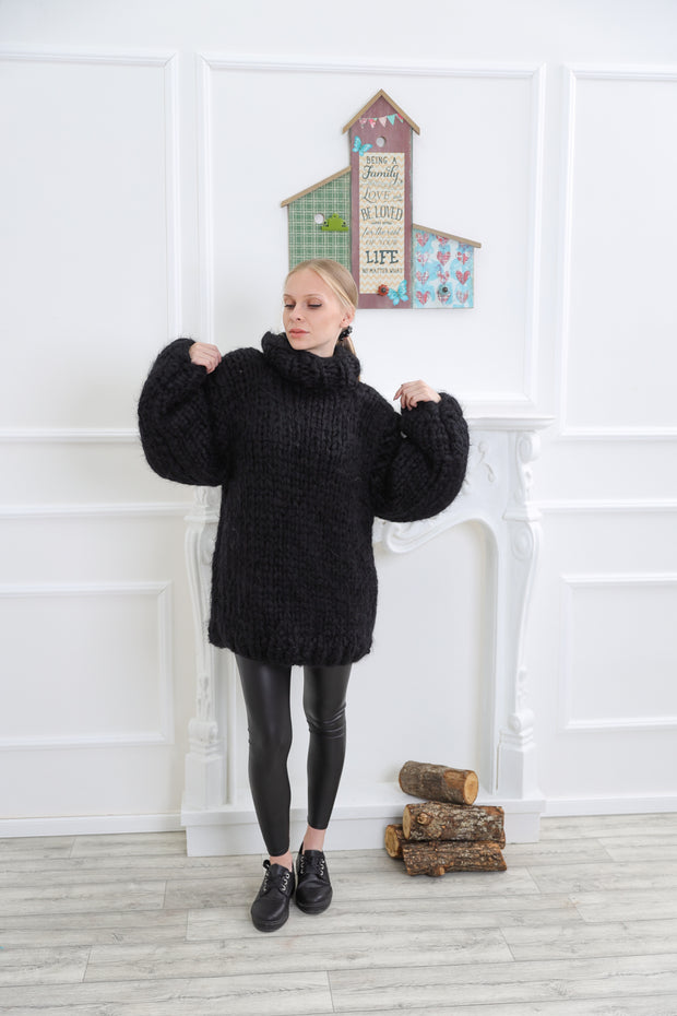 Black mohair chunky sweater