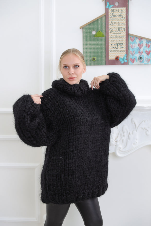 Black mohair chunky sweater