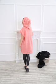 Pink mohair hoodie sweater