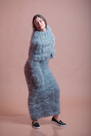 Mega Long Turtlneck Fluffy Mohair Dress