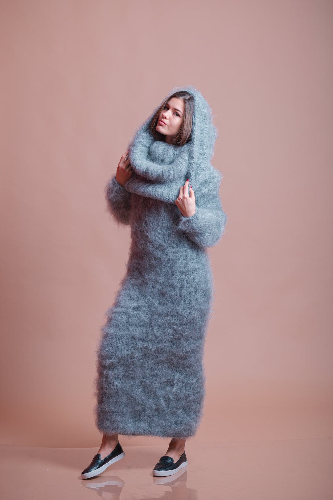 Mega Long Turtlneck Fluffy Mohair Dress – Molimarks Mega Long Turtlneck Fluffy Mohair Dress – Molimarks