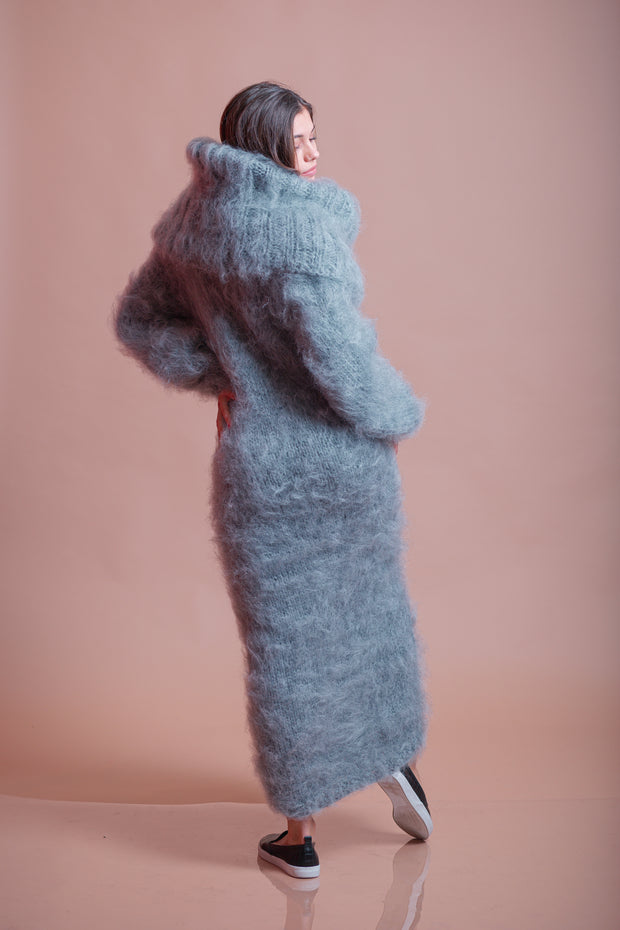 Mega Long Turtlneck Fluffy Mohair Dress