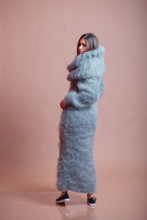 Mega Long Turtlneck Fluffy Mohair Dress