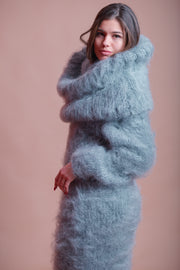 Mega Long Turtlneck Fluffy Mohair Dress