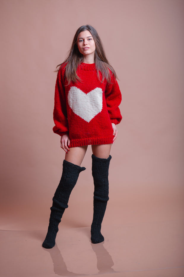 Red  Wool Soft Valentine Sweater