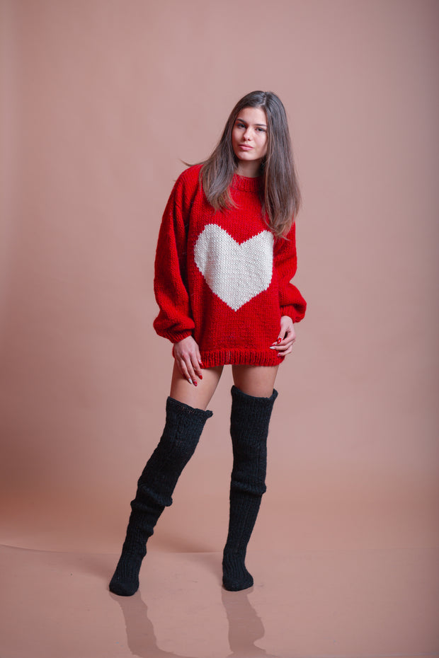 Red  Wool Soft Valentine Sweater