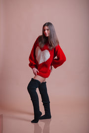 Red  Wool Soft Valentine Sweater