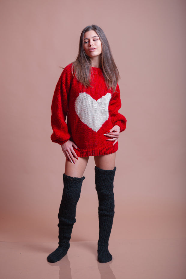 Red  Wool Soft Valentine Sweater