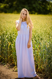 White Linen Long Dress