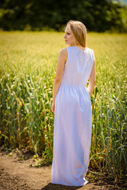 White Linen Long Dress