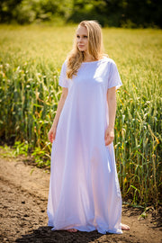 White Linen Loose Dress