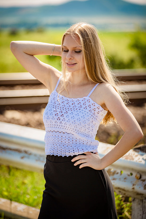 White High Neck Top