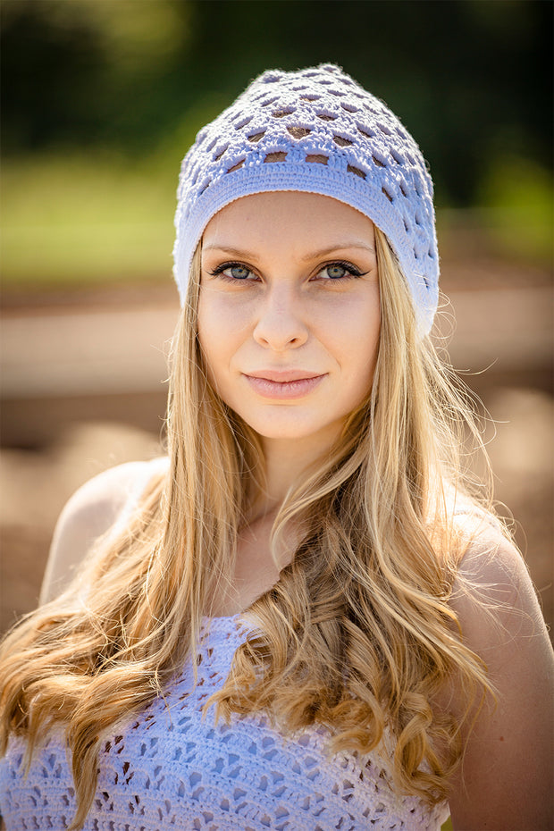 White Knit Beanie Hat