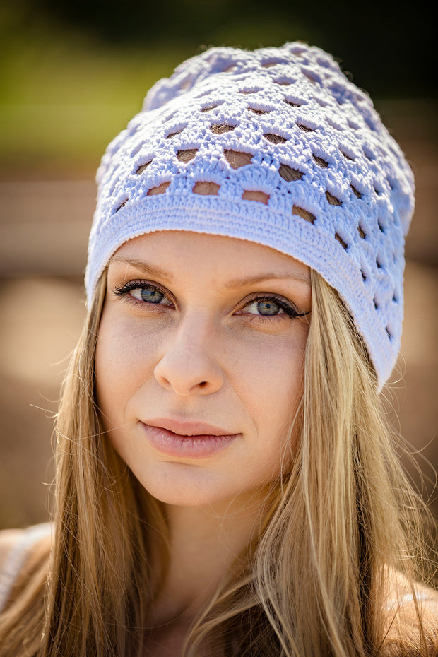 White Knit Beanie Hat