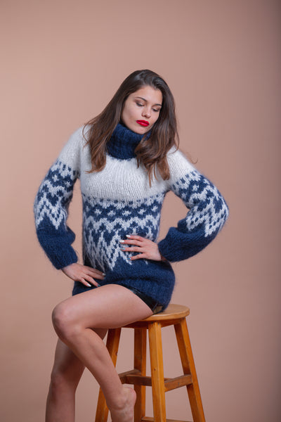 Beautiful Icelandic Blue Mohair Sweater